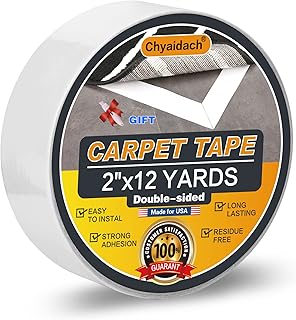 Double Sided Carpet Tape[2" x12yd]Rug Gripper Tape For Area Rugs Over Any Hard Surface Floors,Rug High Adhesive Safe Tape,Strong Sticky,Removable,No Residue,Multi-purpose 2 Sided Carpet Tape