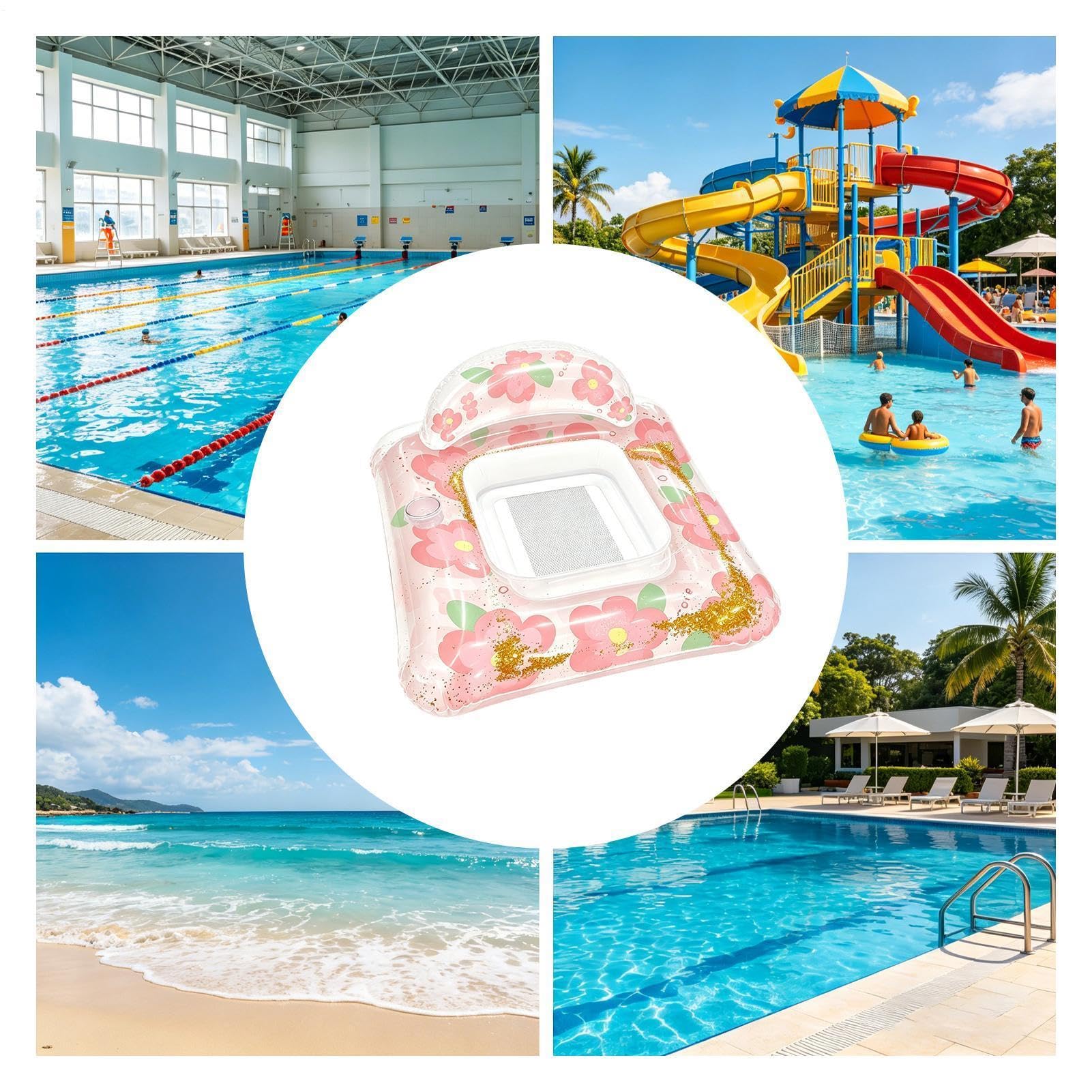Matelas flottant pour piscine transat gonflable avec porte-gobelet