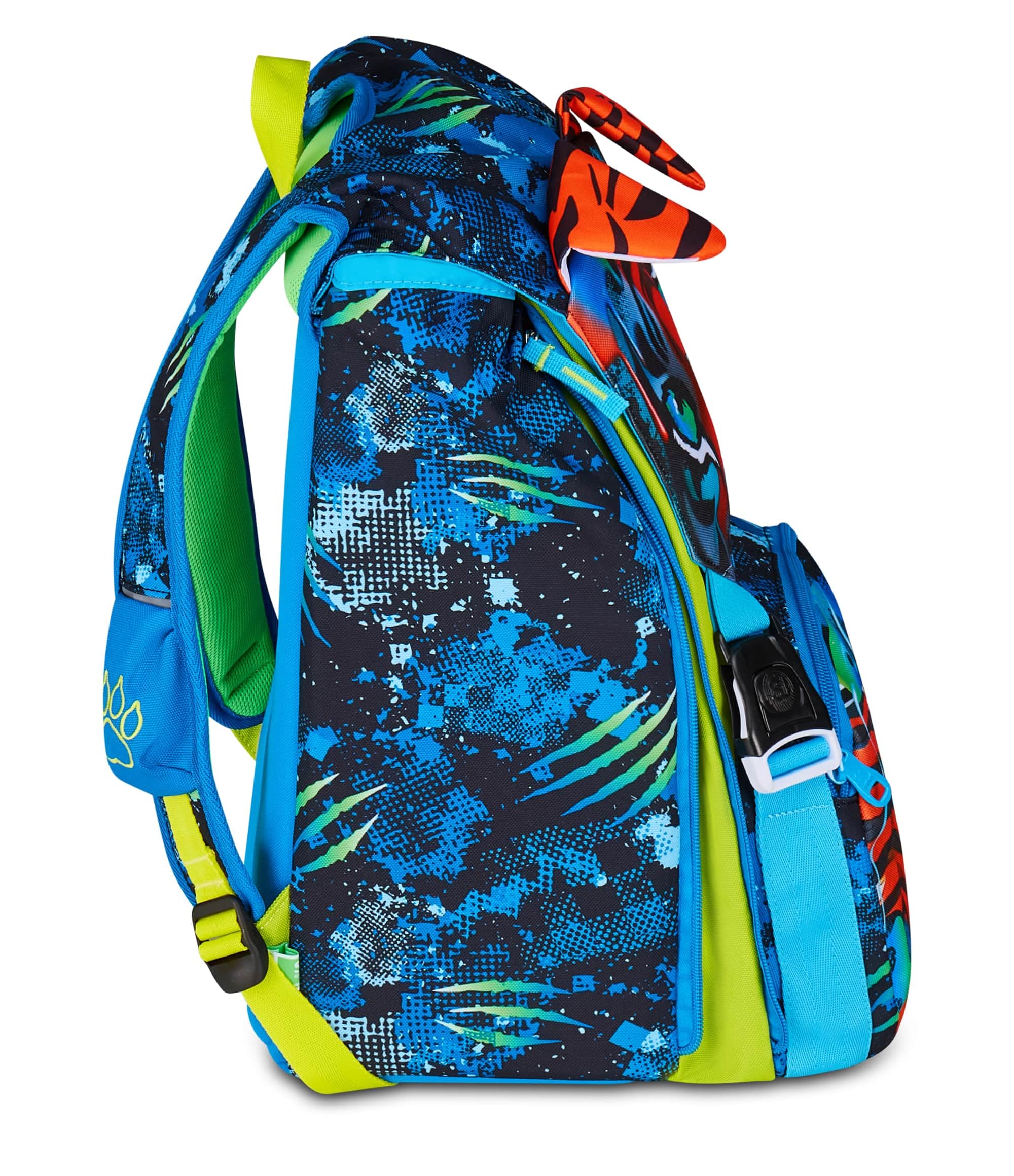 SJ GANG STYLE JAM GANG Zaino Scuola Estensibile Big, Blu, Zaino con Divisorio Interno, Tasca Superiore con Orecchie in Peluche, Tasca per Borraccia, 24 L, Zaino Scuola Elementare, Bambino
