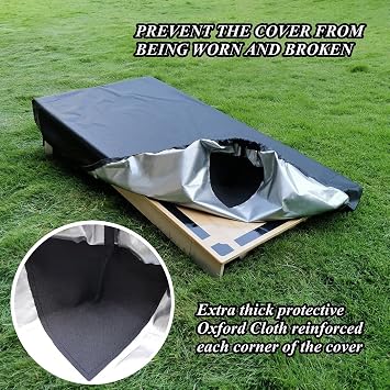 Cornhole Covers, Set of 2, for 4' x 2' Boards, Waterproof, Black | 2 Bags for Storing Cornhole Bags, Waterproof & UV Resistant, Thickened Protective Cover Corners