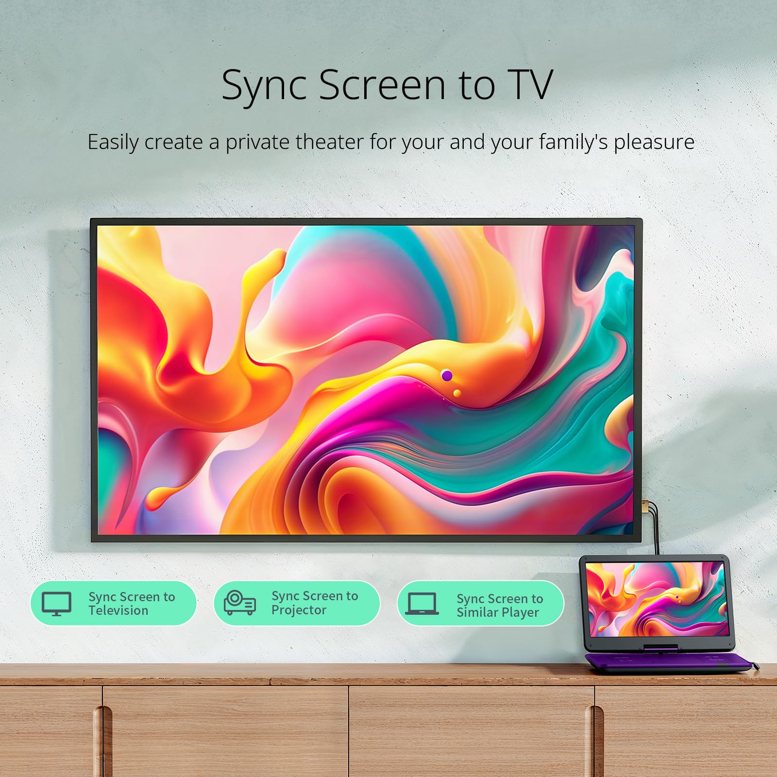 Yoton 17.6 Inch Portable DVD Player with 15.6 inch HD Big Screen Swivel Screen, 6 Hours Playtime with Built-in Battery, Dual Stereo Speaker, Support USB/SD Card/Sync TV and Formats