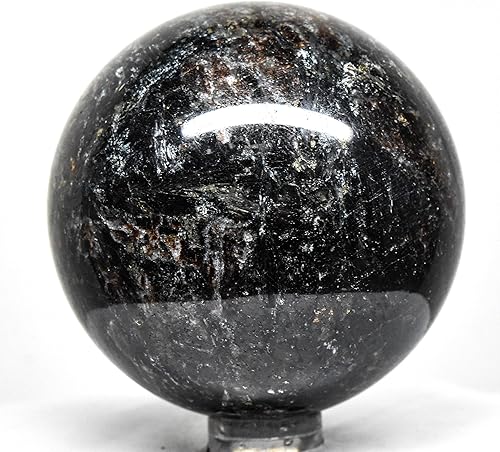 Astrofilita de 2.25 pulgadas con esfera de granate, esfera de granate, esfera de decoración mineral azul natural, piedra de cristal de cuarzo