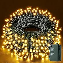 YIFMOO Lichterkette Batterie, 30M 300LED Lichterkette Außen und Innen mit Timer, 8 Modi Wasserdichte Weihnachtsbeleuchtung, Grünes Kabel Lichterketten für Weihnachten Garten Partys Deko, Warmweiß