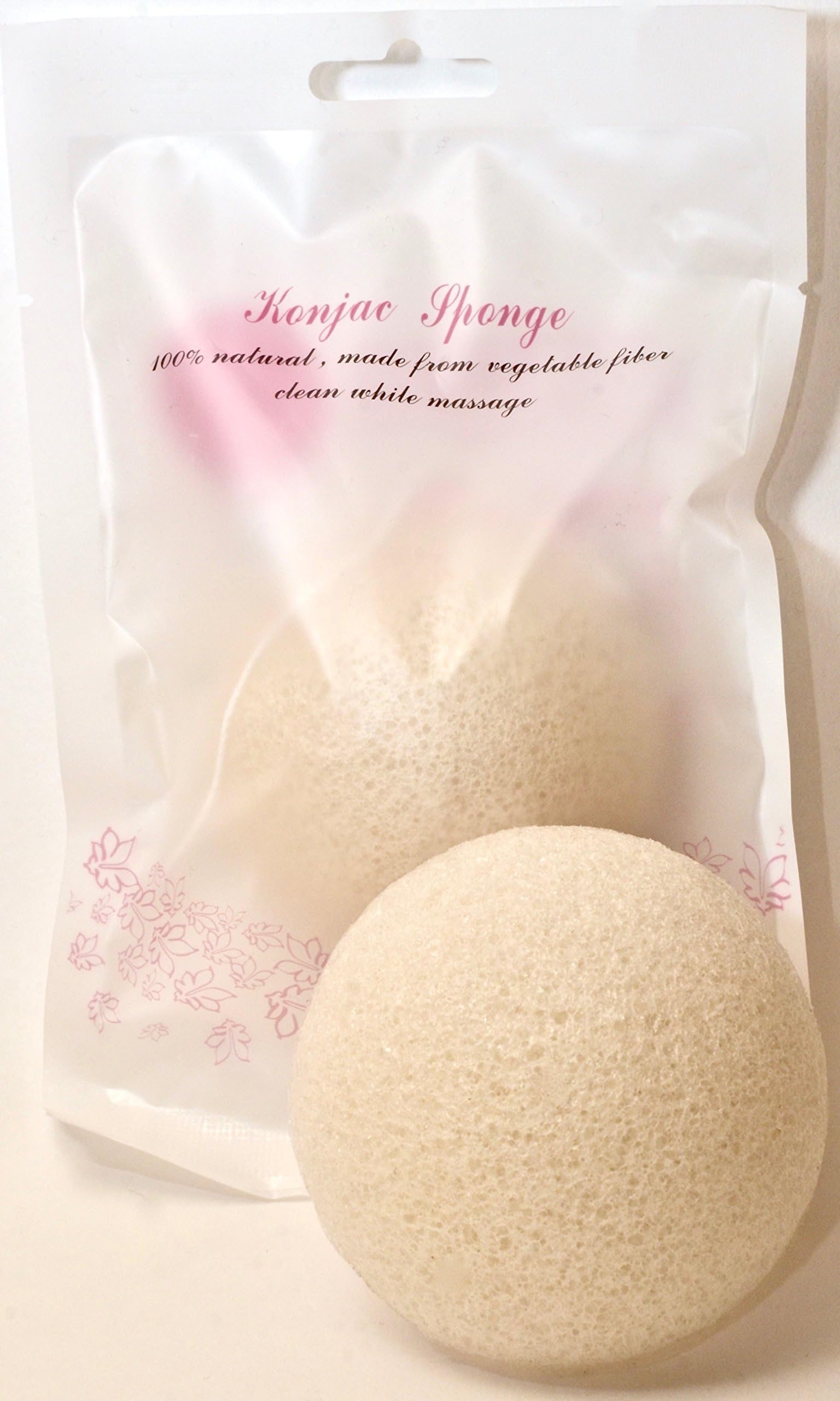 Exfoliating Facial Konjac Sponge 100% Natural & Vegan Suitable for all skin types Gentle Cleansing and Peeling for Tired, Dry and Blemished Skin