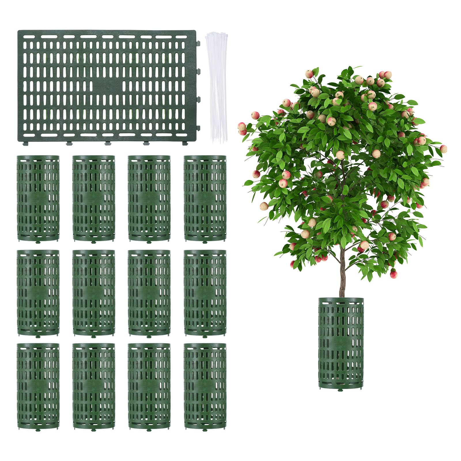PATIKIL 12 Pack Plastic Tree Trunk Protectors Expandable Nursery Mesh Tree Bark Tree Guards Plant Protectors with 40Pcs Zip Ties Protect Bark from Trimmers Mowers Animals