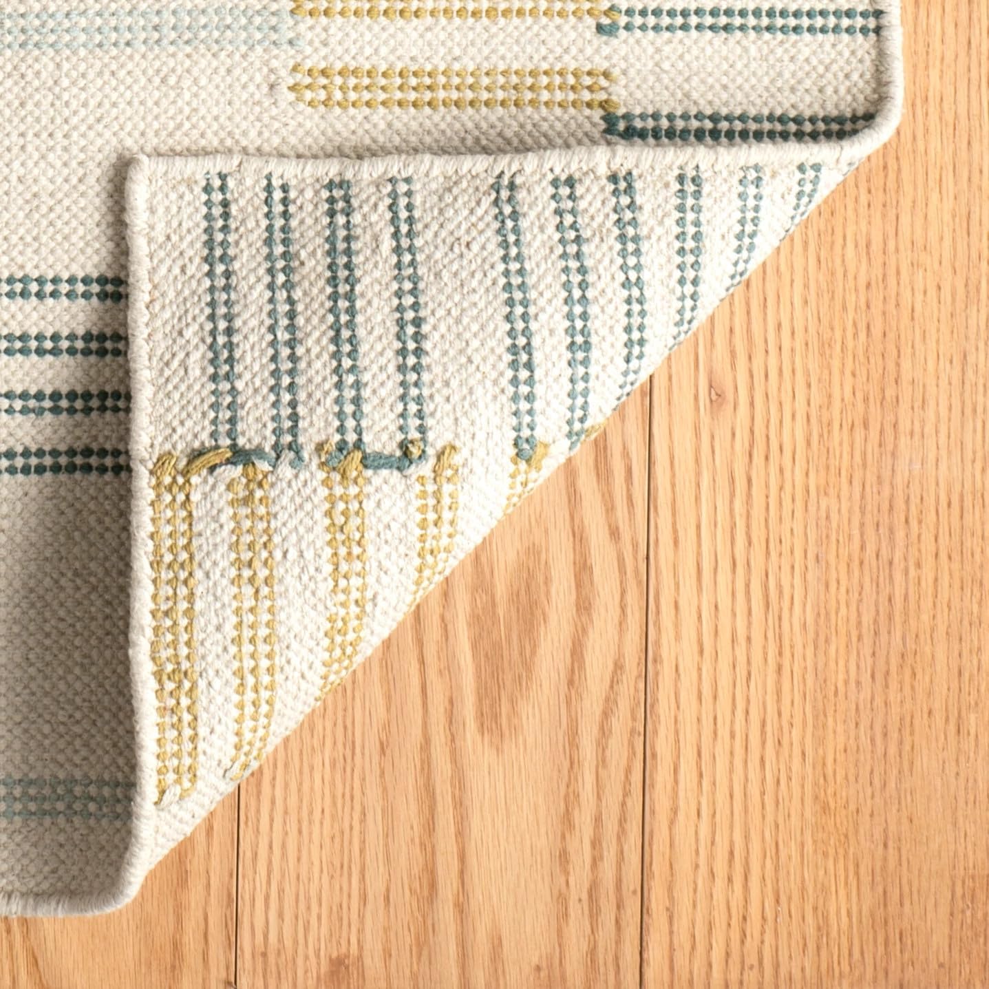 Dash & Albert Gemma Juniper Hand Loom Knotted Cotton Rug, 2 X 3 Feet, Multi Geometric Pattern - Premium Luxury Hotel Quality Soft Breathable Hypoallergenic Machine Washable Easy Care All Season