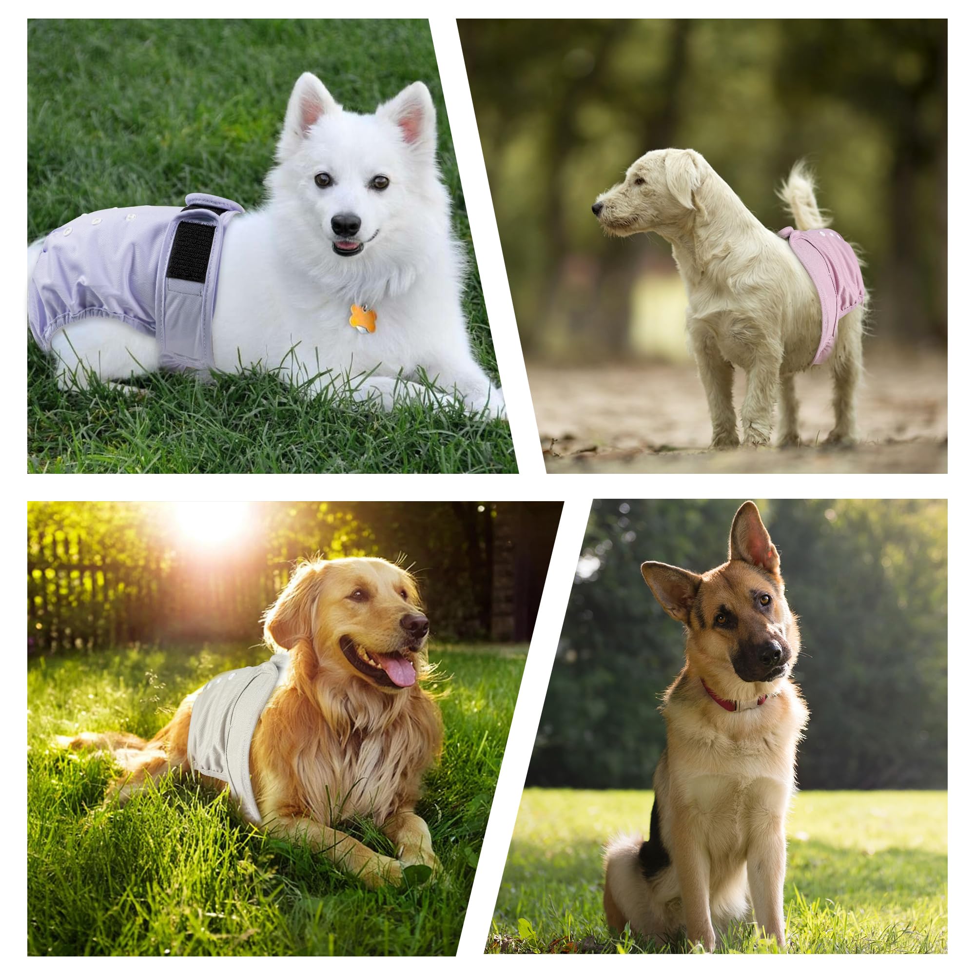 Paquete de 5 pañales lavables para perras, pañales reutilizables para perros, pañales altamente absorbentes para perros, falda ajustable a prueba de fugas para cachorros, para calor
