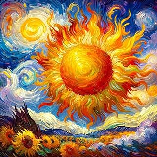 ARPADAMO Diamond Art Kits for Adults,5D Sun Diamond Painting DIY Van Gogh Diamond Art Diamond Painting Kits for Adult,Round Full Drill Diamonds, Diamond Art Kits for Home Decor-13.78x13.78inch