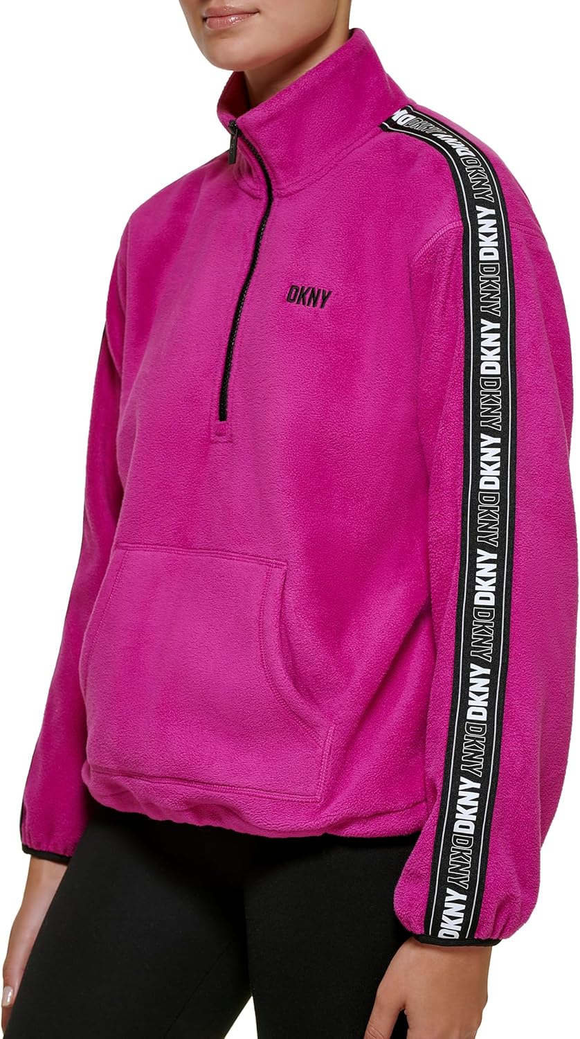 DKNY Women's Sleeve Logo Tape Pullover Hoodie Sweatshirt