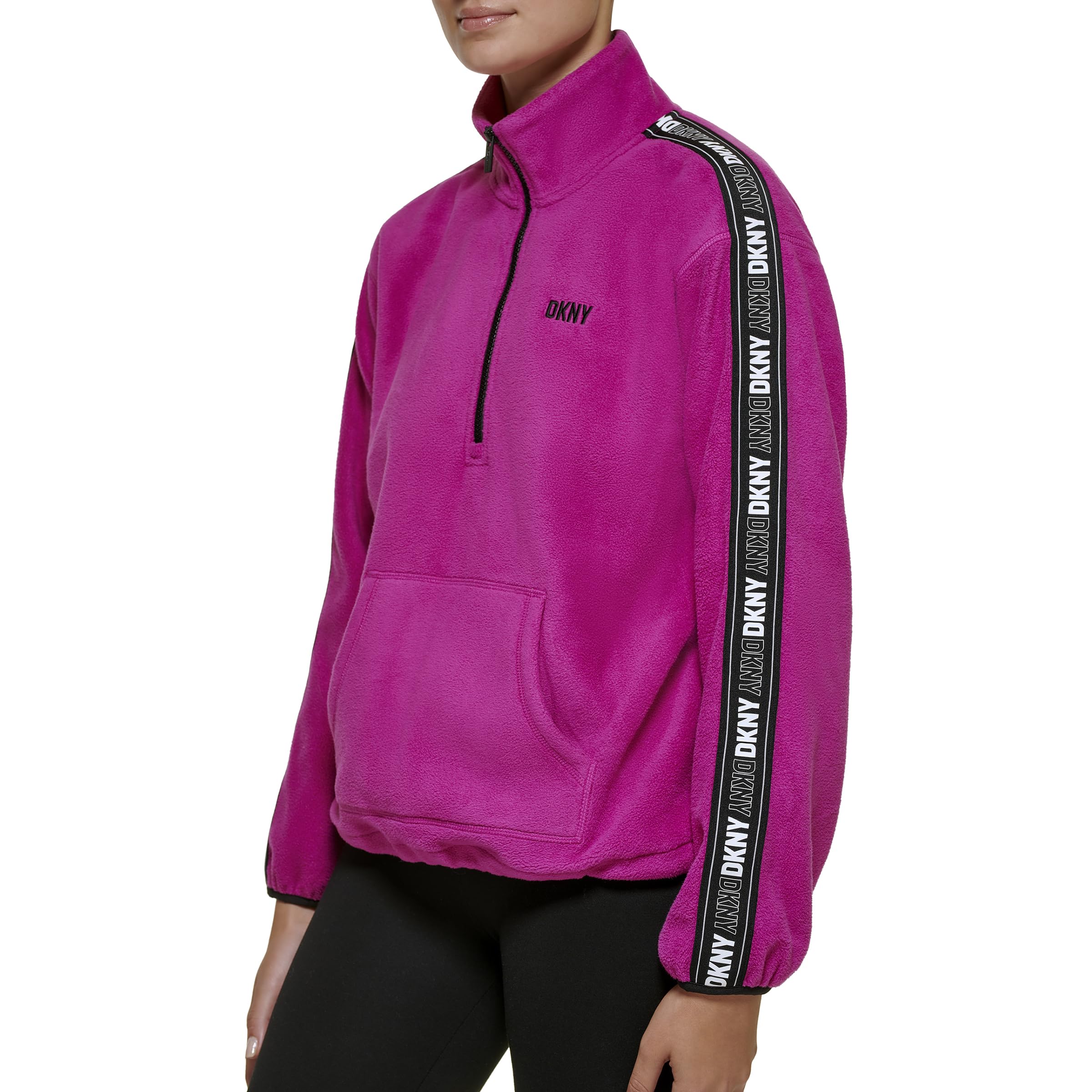 DKNY Women's Sleeve Logo Tape Pullover Hoodie Sweatshirt