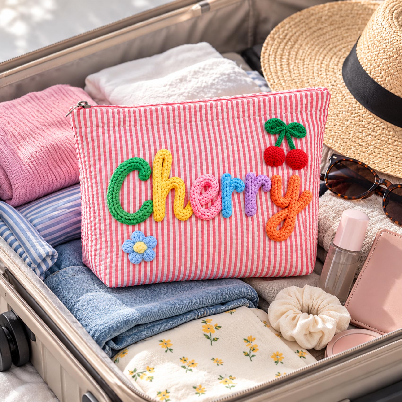 Neceser de Maquillaje Personalizado con Nombre, Bolsa de Viaje