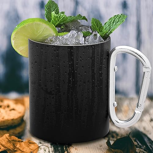 Miniatura 21 de Tazas personalizadas de acero inoxidable con asa de mosquetón, 10 onzas, juego de 10, paquete personalizado a granel, perfectas para café