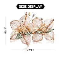 Vista 3 de Pasadores para el cabello, pinzas de alambre de cobre con flores de cristal, pasadores de diseño de alto nivel tejidos a mano de 3.93 pulgadas