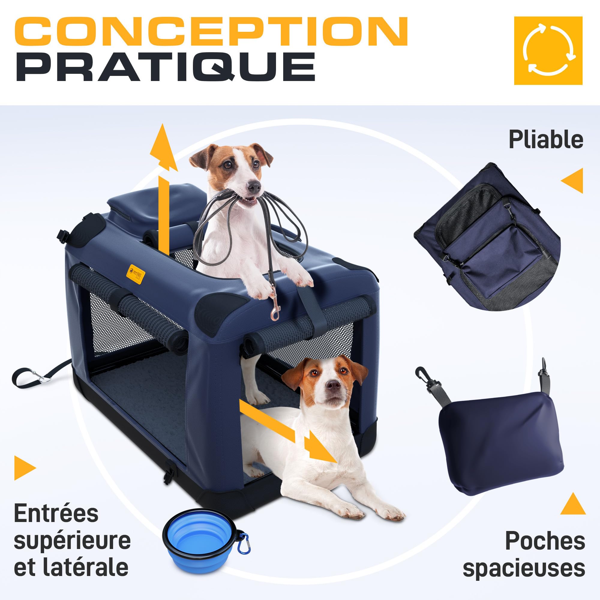 PetProved Caisse de Voyage pour Chien - Cage de Transport Pliable pour Chiens de Petite Taille