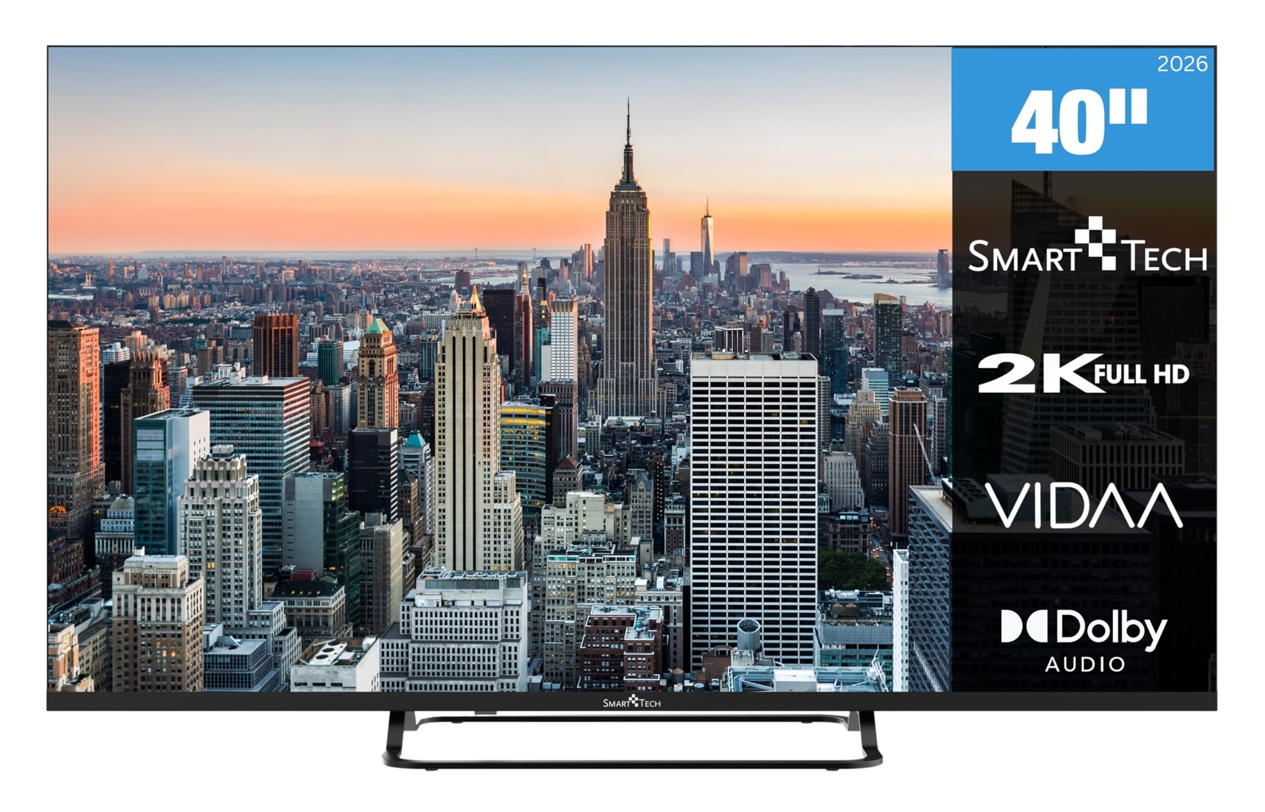 Smart Tech 40FV02V Fernseher 40 Zoll Smart TV VIDAA - Fernseher mit Full HD Auflösung, Bluetooth und Triple-Tuner, LED TV (2026)