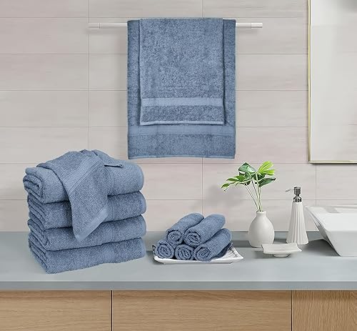 Miniatura 7 de Juego de 24 toallas de baño HILLFAIR para baño - 100% algodón, paquete al por mayor de 24 piezas, juego de toallas de hotel y spa - 2 toallas XXL