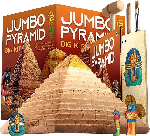 Ancient Egyptian Pyramids Dig Kit Gem Excavation Set STEM Science Educational Toys Archaeology Gifts for Boys & Girls