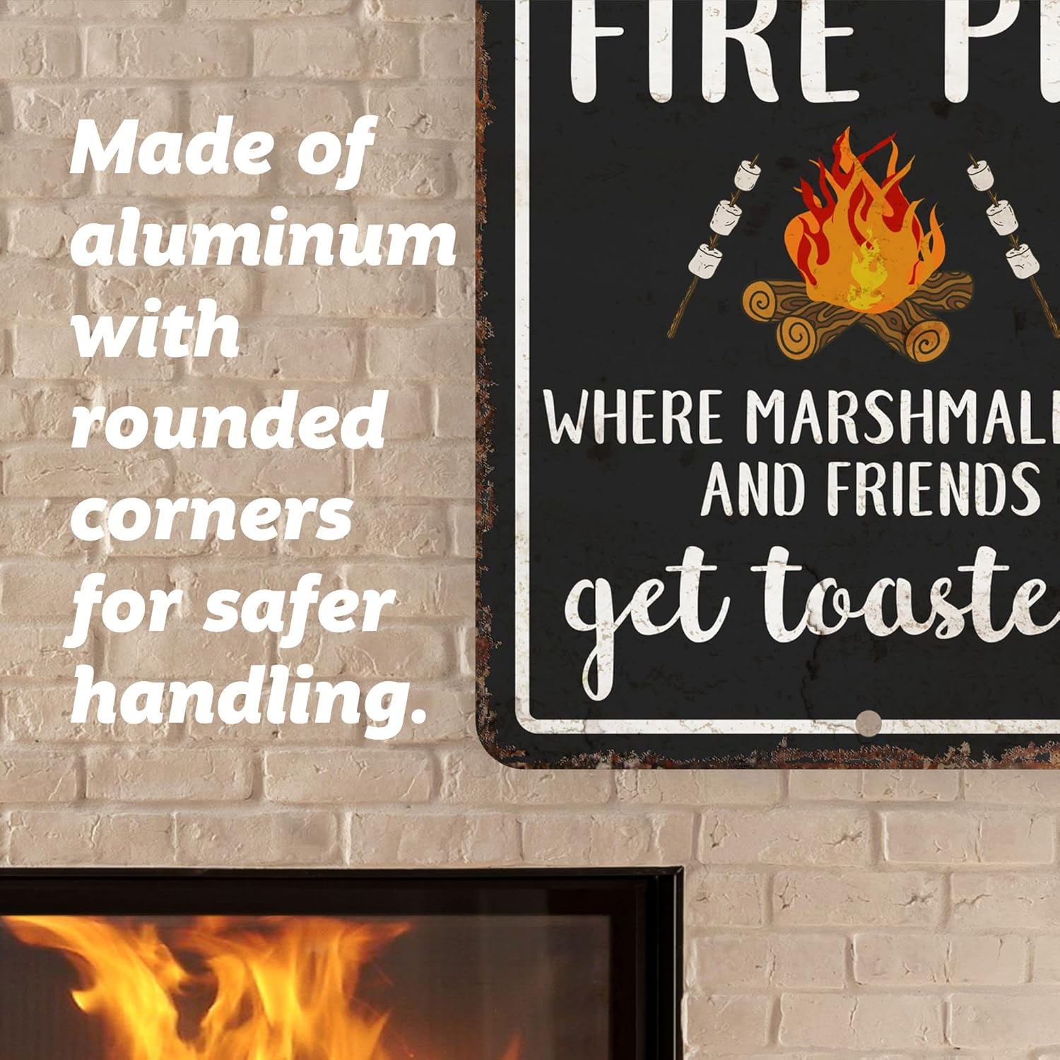 Pattern Pop Personalized Welcome to The Fire Pit Where Marshmallows and Friends Get Toasted Metal Sign (11x14 Inches)