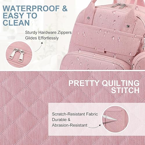 Miniatura 6 de MOONBABY Mochila para pañales, bolsas de pañales para bebé con cambiador portátil y estuche para chupete, mochilas multifuncionales para pañales de