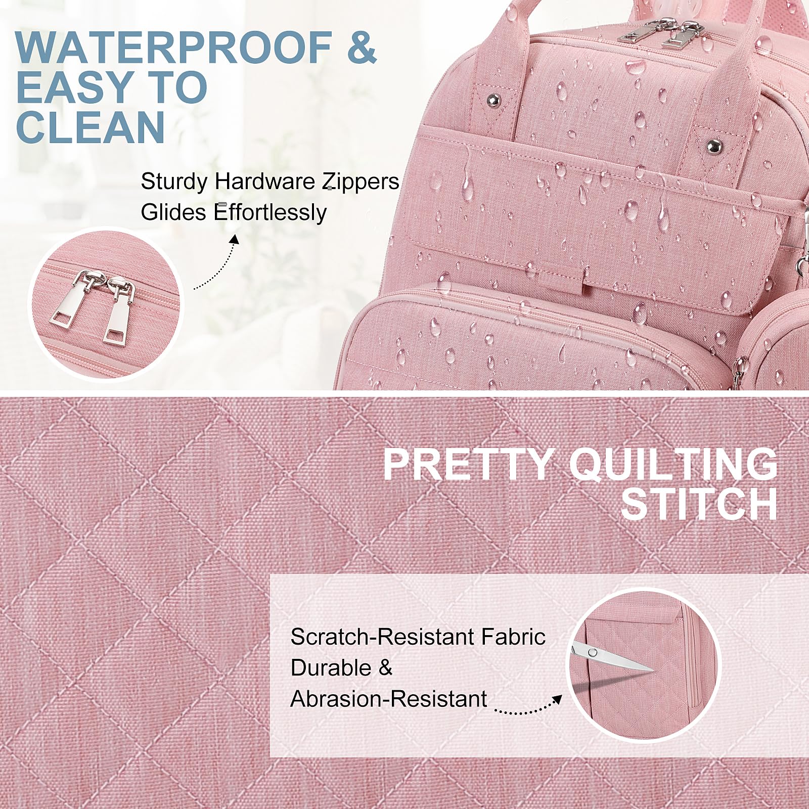 MOONBABY Wickeltasche Rucksack, Baby-Wickeltaschen mit tragbarer Wickelunterlage und Schnullertasche