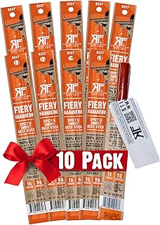 Righteous Felon Meat Sticks | 100% Beef Sticks | Gluten Free & Keto Meat Sticks | Low Sugar & High Protein Beef Sticks | Healthy Snack for Adults | Jerky Gifts for Men | Fiery Habanero, 10 Pack