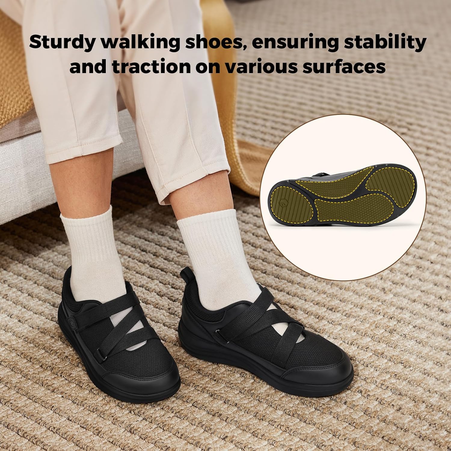FitVille StepEZ Comfortable Walking Shoes for Women with Adjustable Strap for Swollen Feet Wide Diabetic Shoes Wide Width Orthopedic Shoes for Neuropathy - Image 2