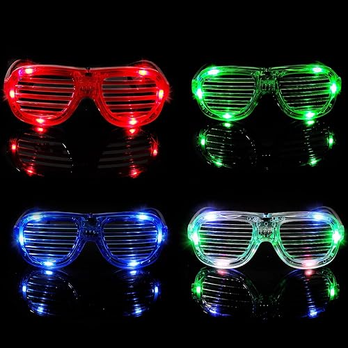 Miniatura 7 de Lentes con luz LED, persianas para niños, recuerdo de fiesta, paquete de fiesta divertido que brilla en la oscuridad para niños y adultos