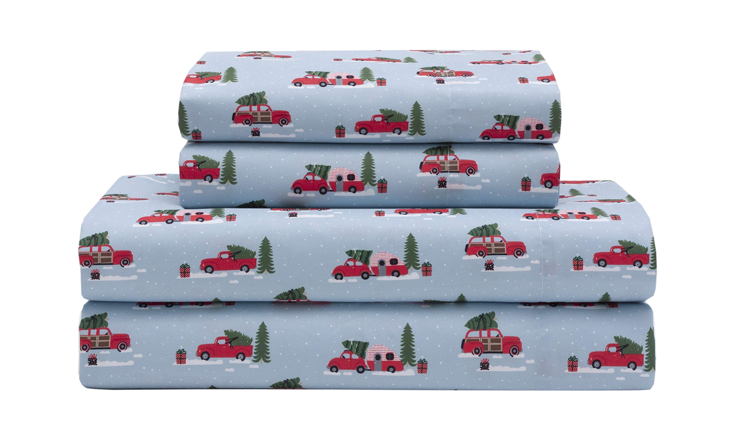 Elite Home Products Extra-Soft Microfiber Holiday Print Sheet Set