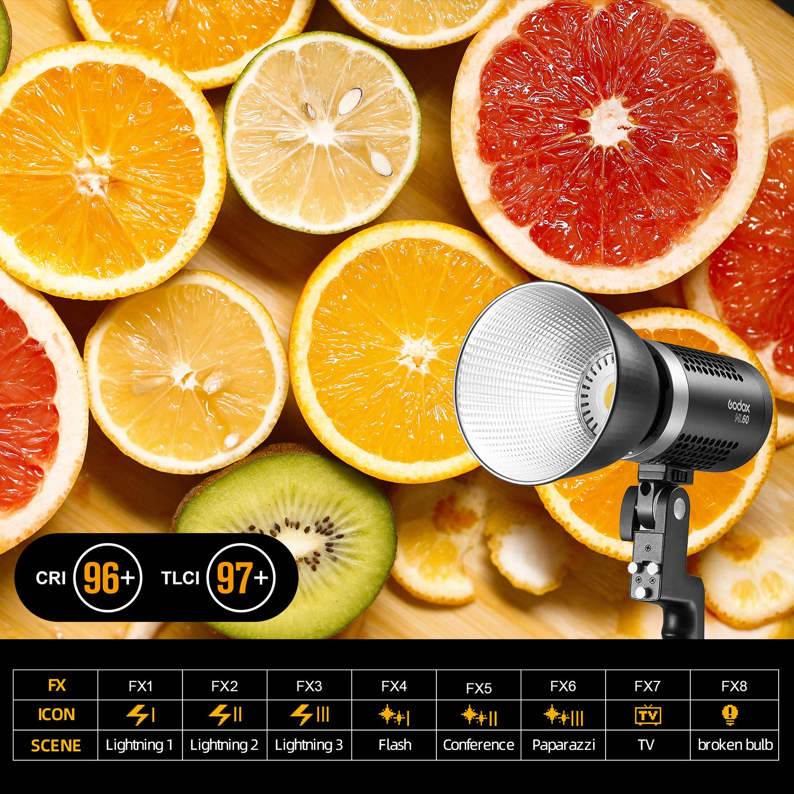 Amazon | GODOX ML60W 手持ち式 LEDスタジオライト 60W 定常光 色温度