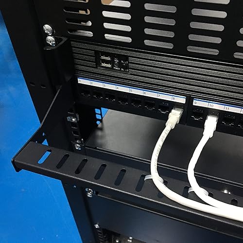 Miniatura 6 de JINGCHENGMEI Paquete de 2 paneles horizontales de 1U para montaje en rack de 19 pulgadas, para administración de cables, panel de barra transversal,