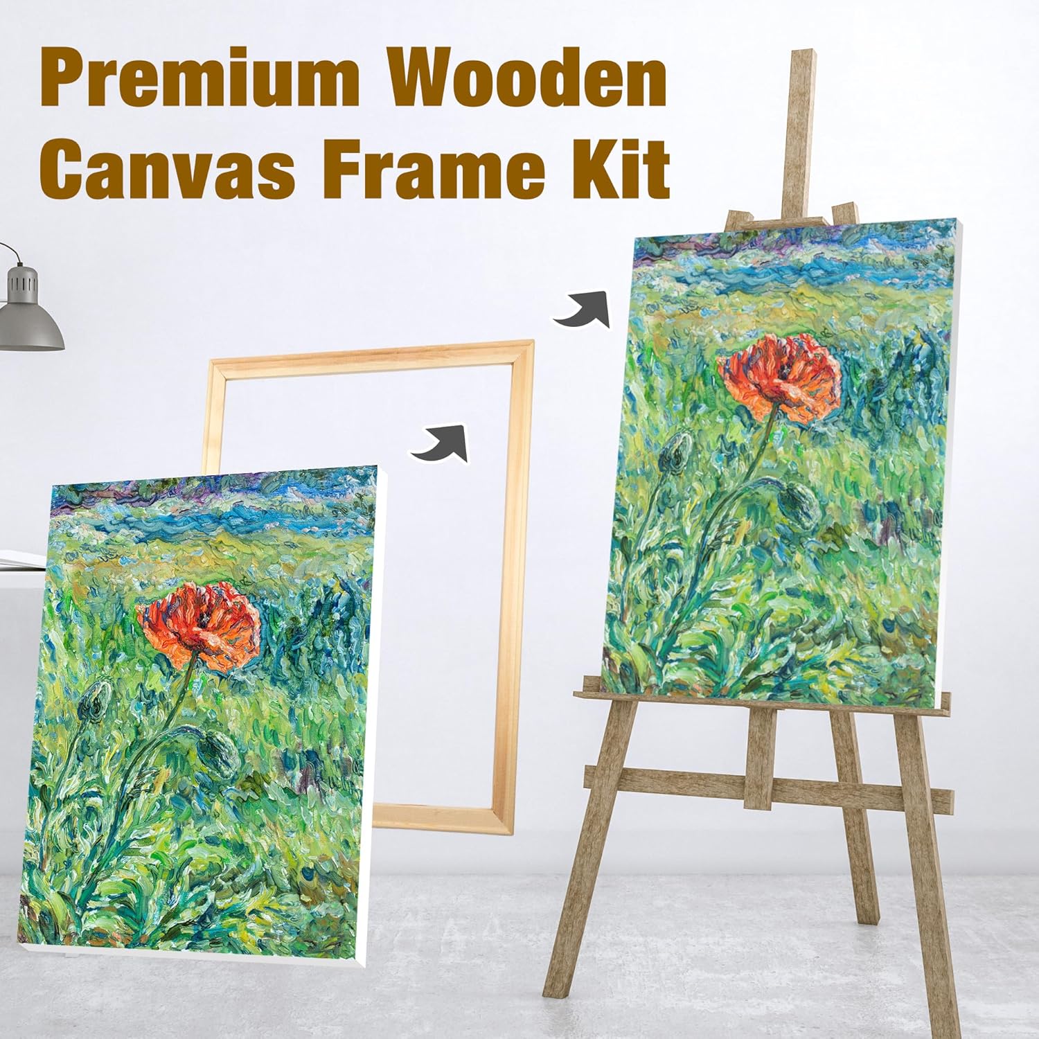 Starry 3 Pack Wood 16x20 Canvas Frame Kit Easy to Assemble DIY Wooden Canvas Stretcher Bars for Needlepoint Arts Canvas Painting Oil Painting Diamond Painting