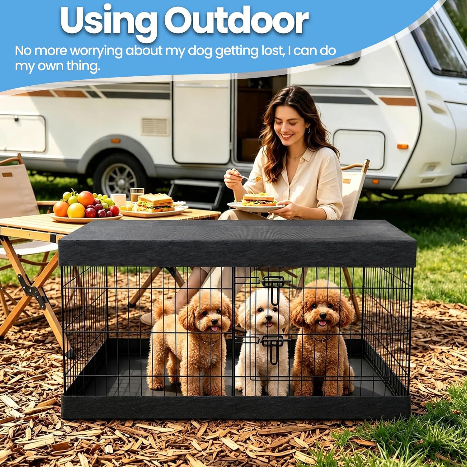 PEEKABOO 48 x 48 in Square Dog Playpen Top Cover for 8-Panel Pens