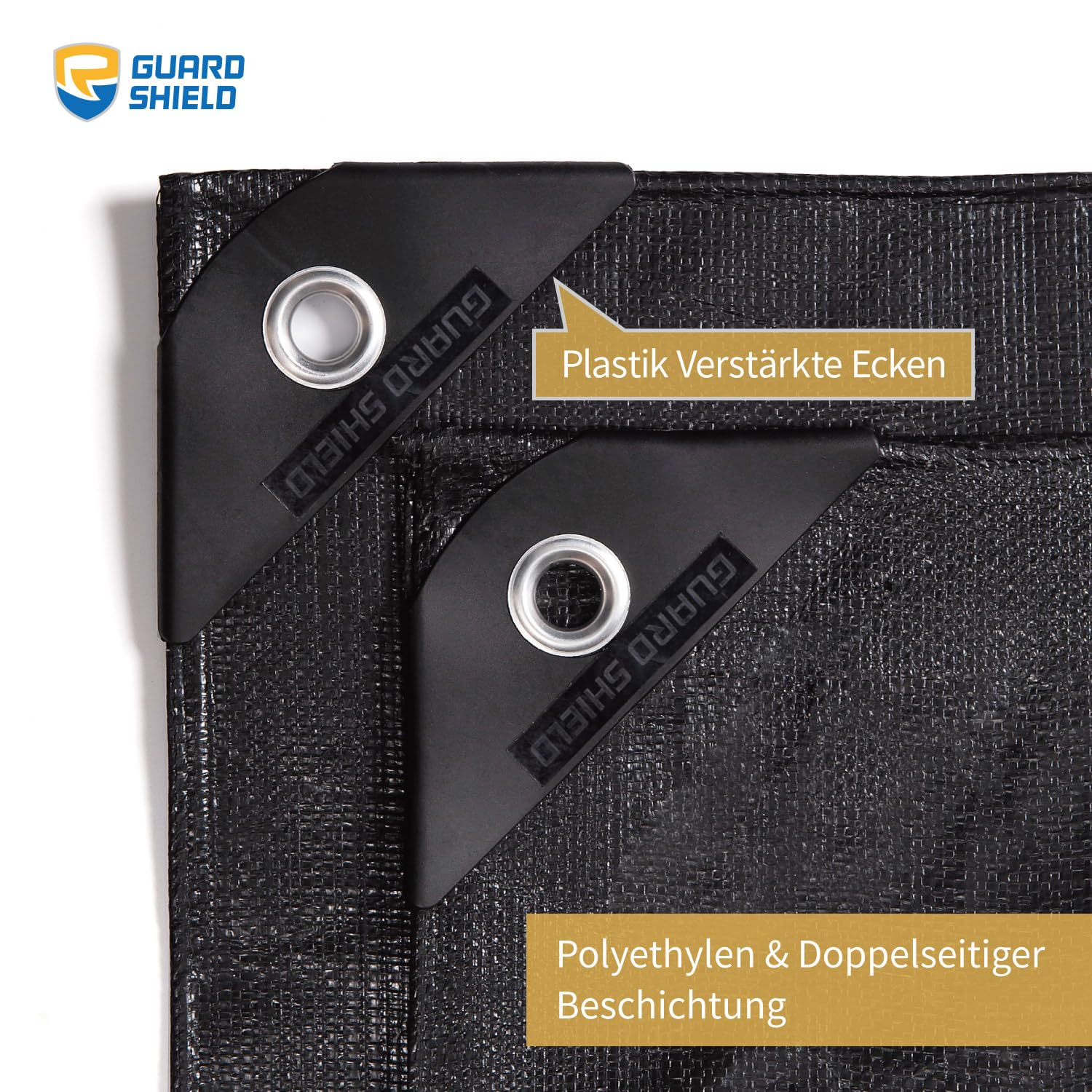 GUARD SHIELD Telone protettivo con occhielli, impermeabile, 4 m x 8 m, nero, 160 g/㎡, multiuso, resistente agli strappi, stabilizzato ai raggi UV, resistente alla muffa