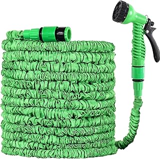 GRANDMA SHARK Garden Hose 30m, 100 FT Hose Pipes with 7 Modes Water Spray Gun, Expandable Hose Pipe Spray Gun, Garden Hose Reel, Magic Water Pipe (100FT, Green)