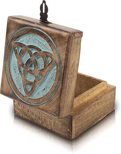 Miniatura 9 de Joyero decorativo de madera hecho a mano con cerradura y llave, organizador de joyas, caja de recuerdos, cofre del tesoro, caja de reloj, caja de
