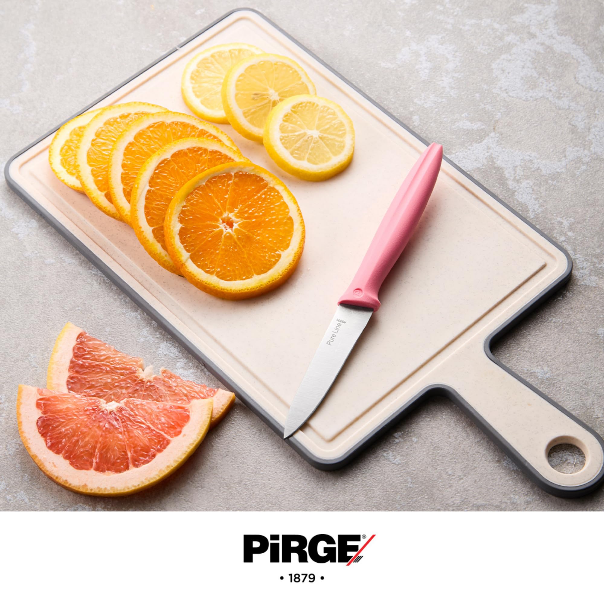 Pirge Set di coltelli da cucina Pure Line con ceppo, 6 pezzi in acciaio inossidabile - Set di coltelli con ceppo in legno di carpino - Acciaio inossidabile tedesco ad alto tenore di carbonio 54 HRC