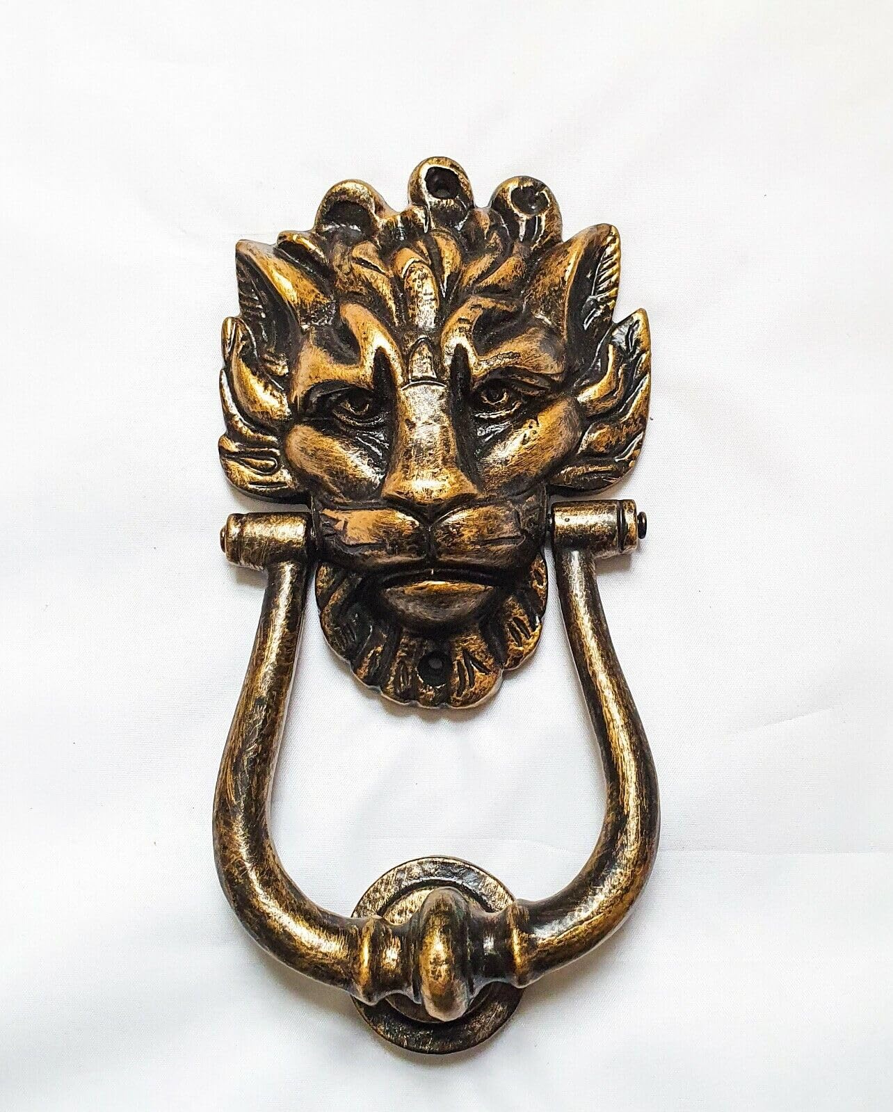 Manor Lion Head Front Door Knocker Antique Brass