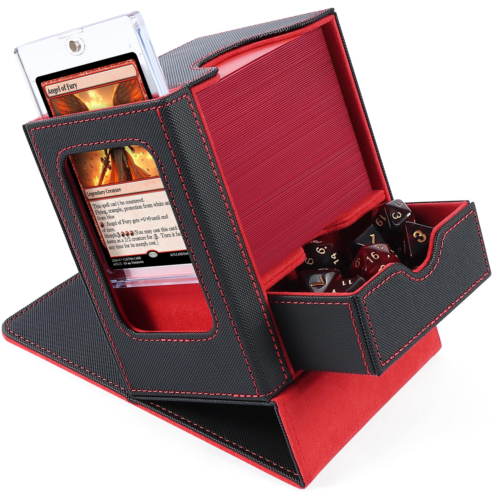 mtg morph commander deck MTG Commander Deck Box, Card Deck Box with Commander Display, Fits 100  Double-Sleeved Cards, 35pt Card Holder & Dice Tray, Suitable for Magic  Commander TCG CCG