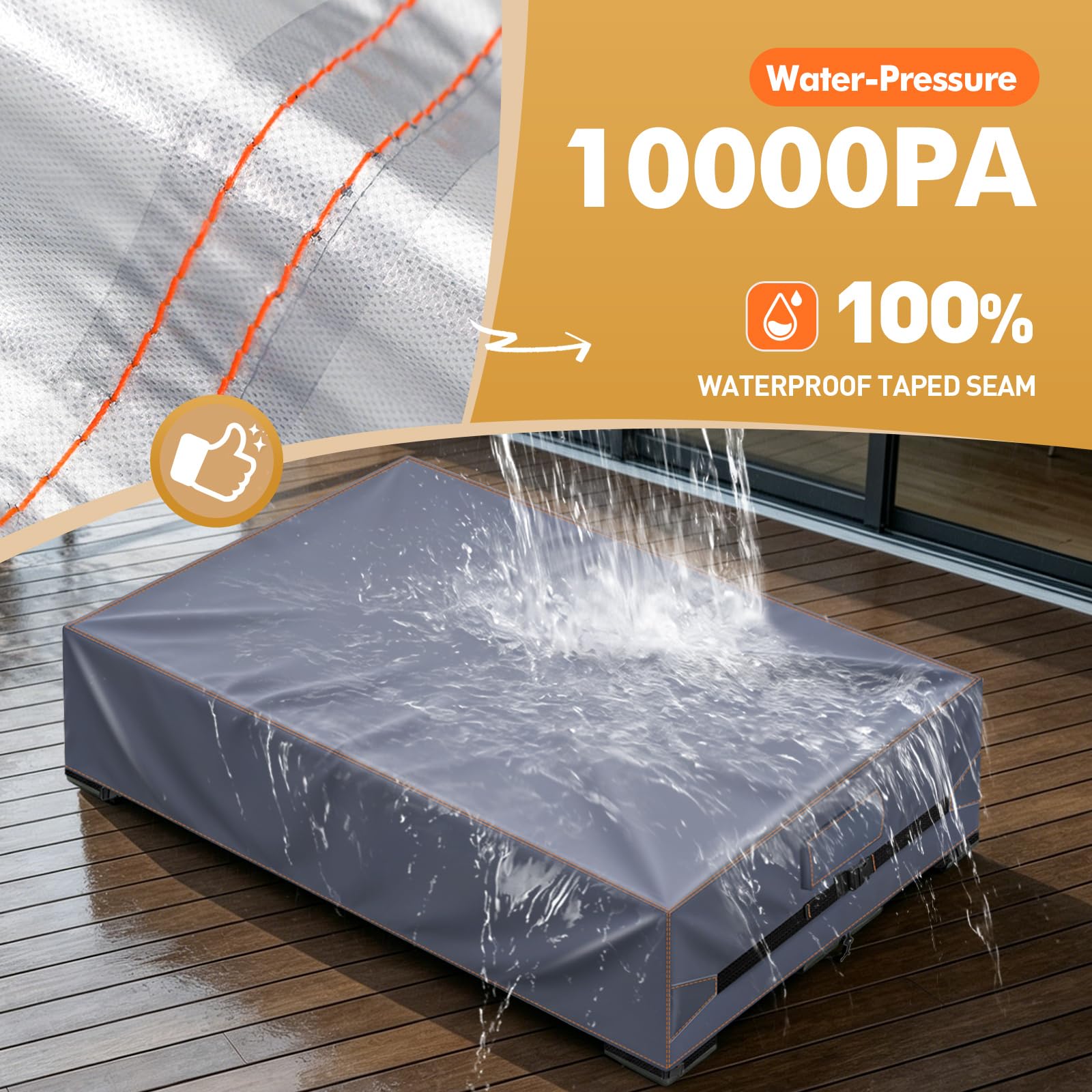 Copertura Per Sdraio da Giardino Per 2 Persone, Grigio 200x130x40cm | Impermeabile copertura per sdraio da giardino per 2 persone, protezione UV, antivento, tessuto 420D resistente agli strappi