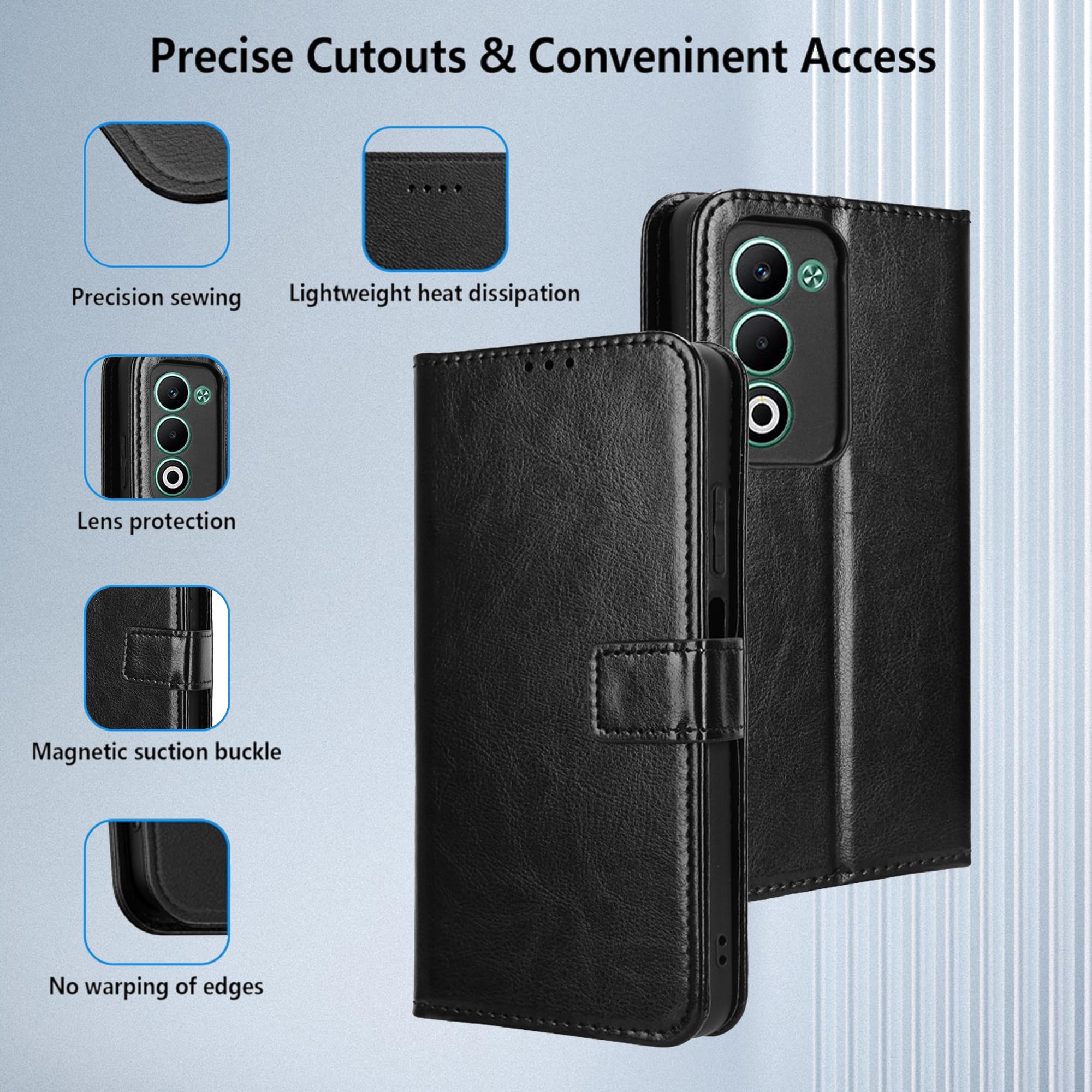 Heioloo Custodia Portafoglio In Pelle Per OPPO A5X (4G/5G) – Con Slot Carte, Supporto E Chiusura Magnetica