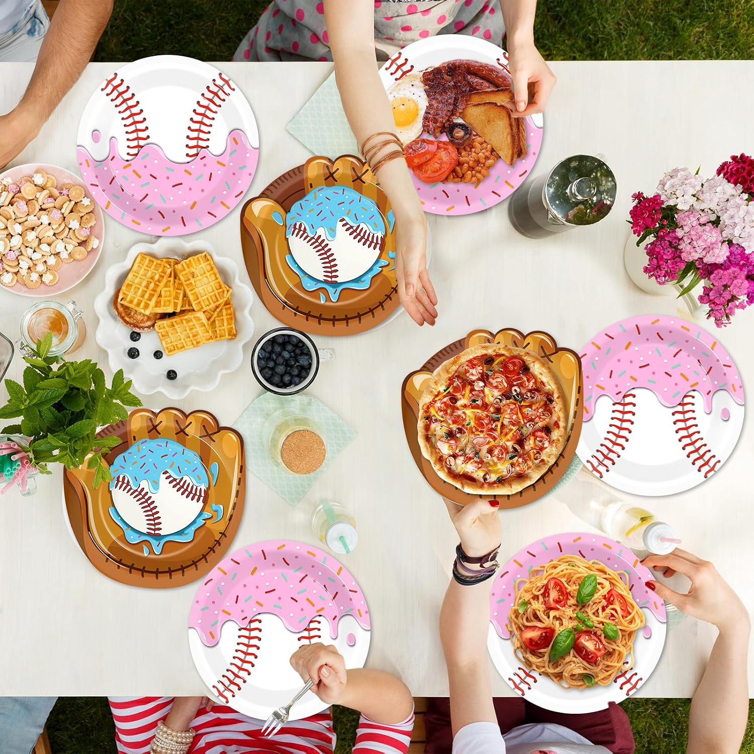 50Pcs Ice Cream Drip Baseball Paper Plates Sports Themed Birthday Party Decorations 9 Inch Baseball Ice Cream Theme Dinner Plates Disposable Tableware for Birthday Team Celebration Game Day Supplies