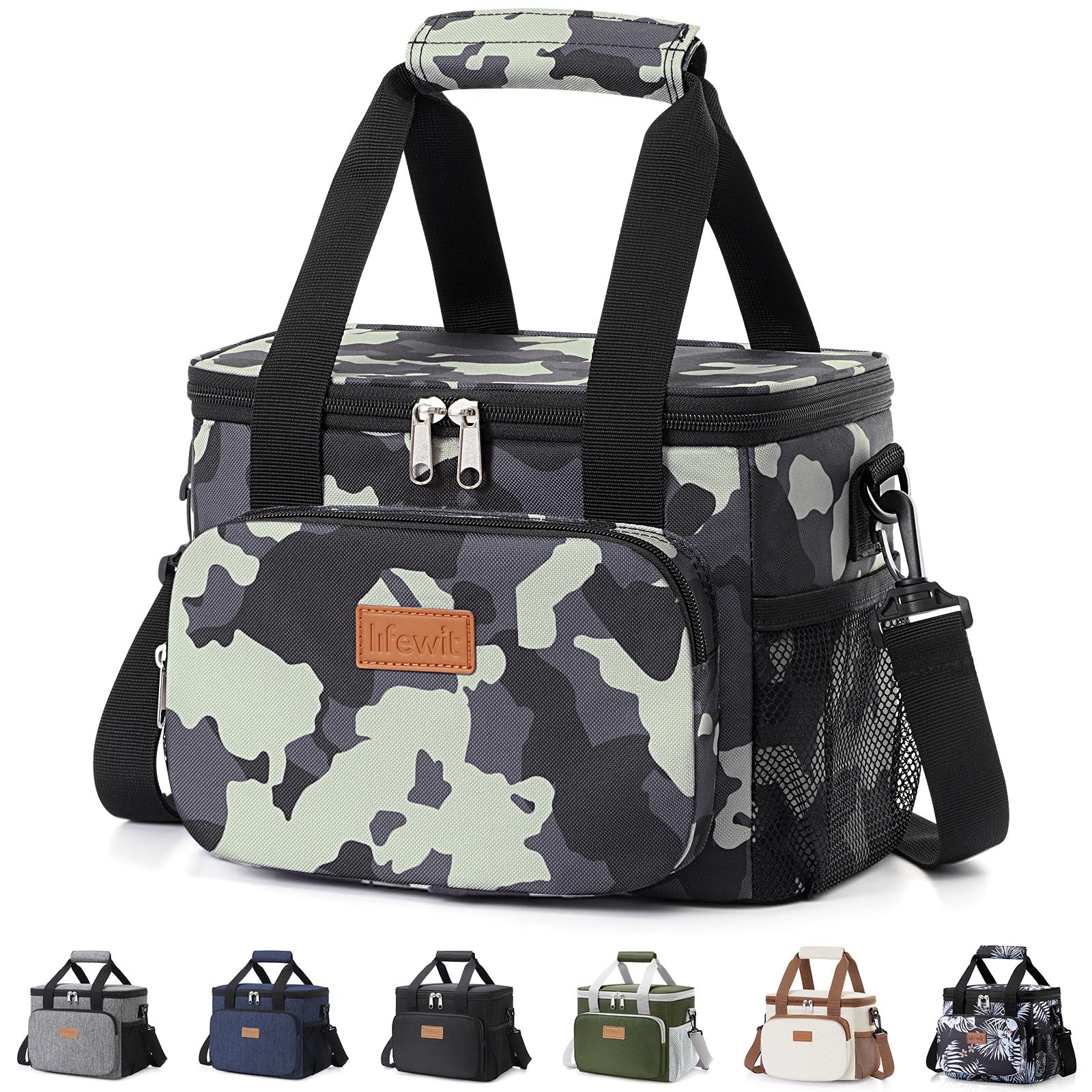 Lifewit Medium Lunch Bag, Insulated Lunch Box, Soft Cooler Cooling Tote for Adult Men Women, Camouflage 12-Can (9L)