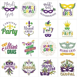 Mardi Gras Temporary Tattoos Stickers for New Orleans Birthday Festival Carnival Masquerade Parades Party Decorations Favors Supplies
