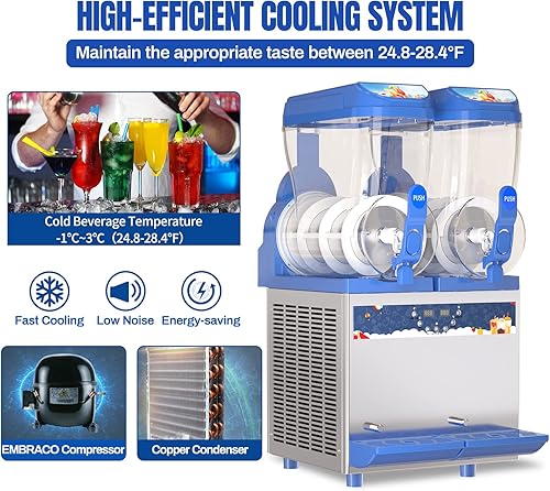 Miniatura 5 de XPW Máquina comercial de granizado 1000W 30L Tanques Máquina comercial para hacer granizados Máquina de Margarita de acero inoxidable 304