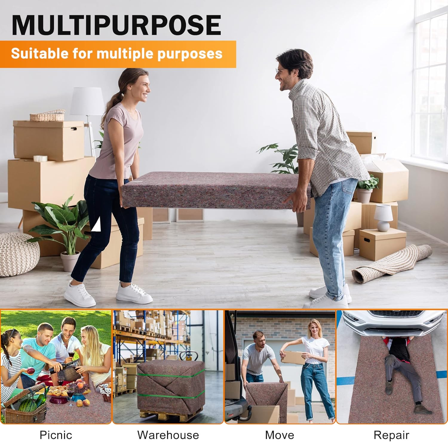 Textile Moving Packing Blankets 12 Pack- 54 x 74 Inches (21 lb/dz) Shipping Furniture Pads Moving Pads Packing Blankets Storage Blankets : Tools & Home Improvement