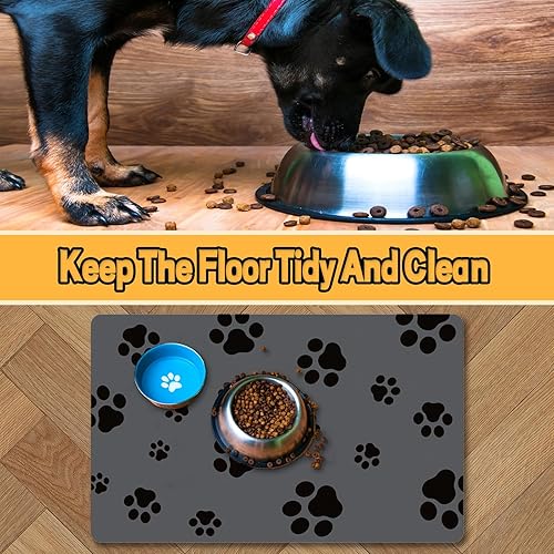 Miniatura 10 de Tapete de comida para mascotas para perro, antideslizante, súper absorbente, fácil de limpiar, accesorios y productos para alfombrillas de comida