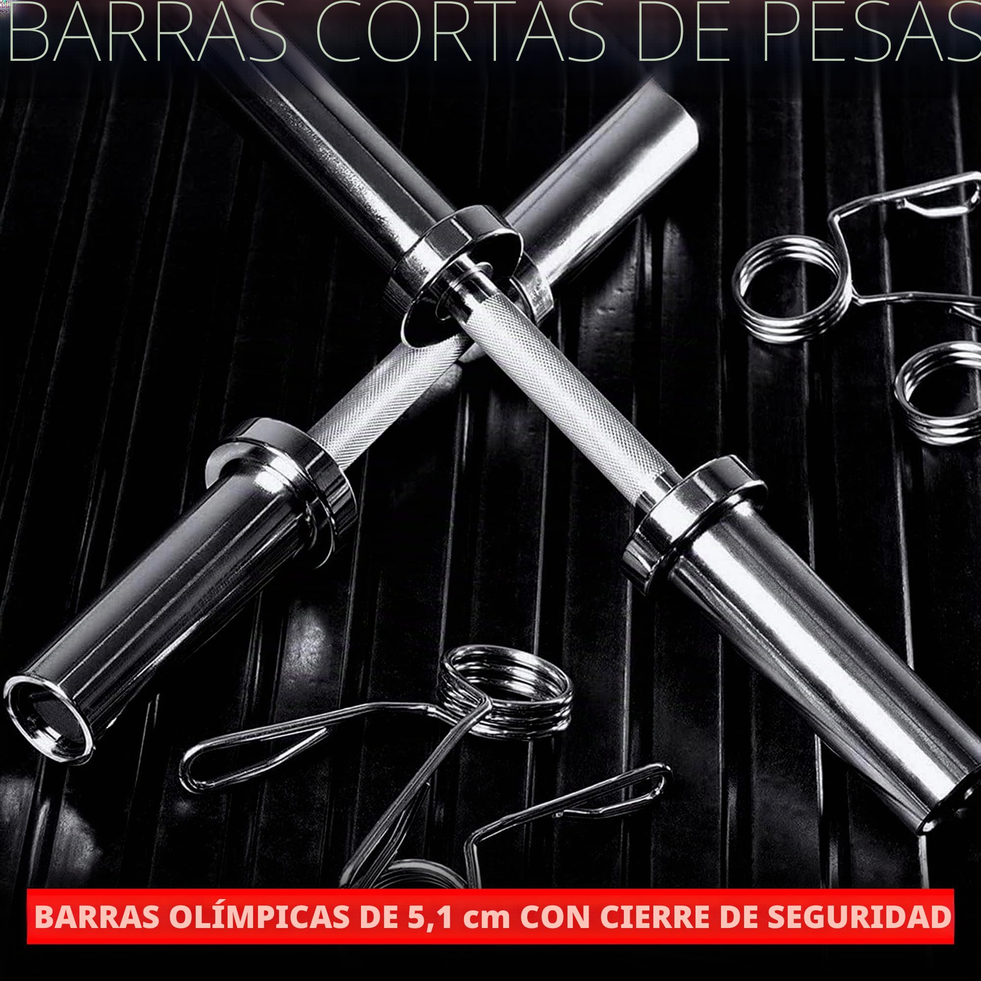Barras olímpicas MAXSTRENGTH bobalicona 5 cm con pesas Barbell gimnasio en casa danzoterapia de entrenamiento - Chrome par, 5,08 cm, 1 A 5 paquete recogemangueras