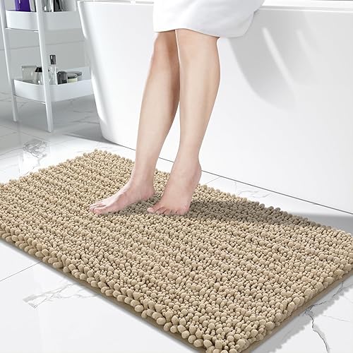 Miniatura 106 de Yimobra Alfombras de baño grandes antideslizantes lavables de 36 x 24 pulgadas, tapete de baño de chenilla ultra suave y absorbente, alfombra de