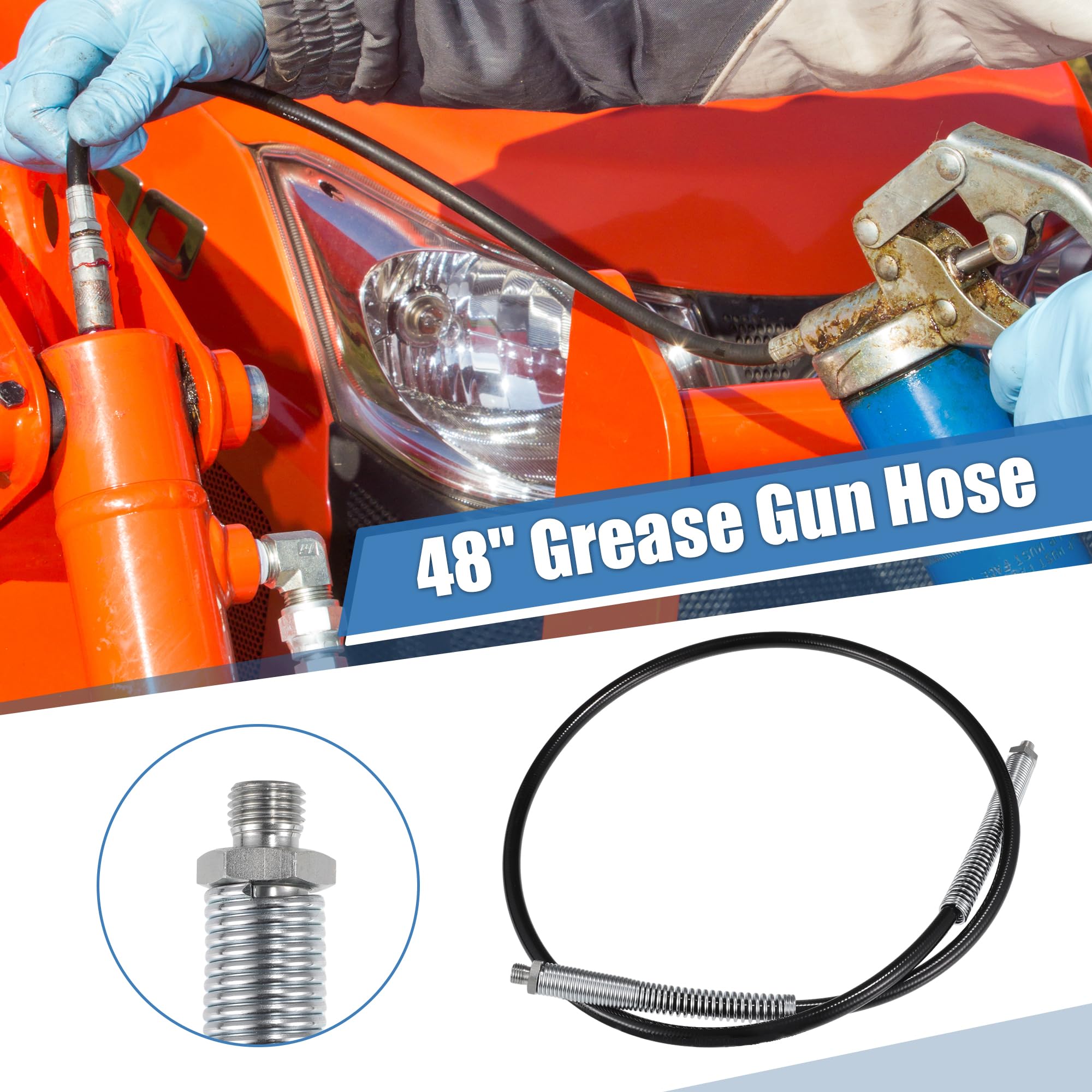 X AUTOHAUX Tuyau de graisse universel 10 000 psi 121,9 cm pour pistolet à graisse de voiture flexible pour remorque - Antidérapant - Noir