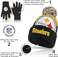 Vista 126 de Ultra Game Gorro de invierno de punto súper suave oficial de la NFL con guantes extra cálidos para pantalla táctil
